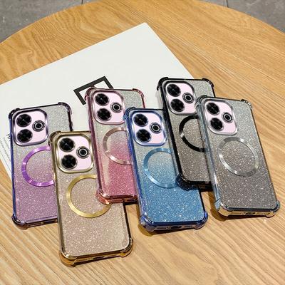Überzug Stoßfest Klar Magnetische Ring Telefon Fall Für Xiaomi Redmi 13 12 10 9 13R 13C 12C 10C 9C 9T 9A 10A 4G Glitter Soft Cover