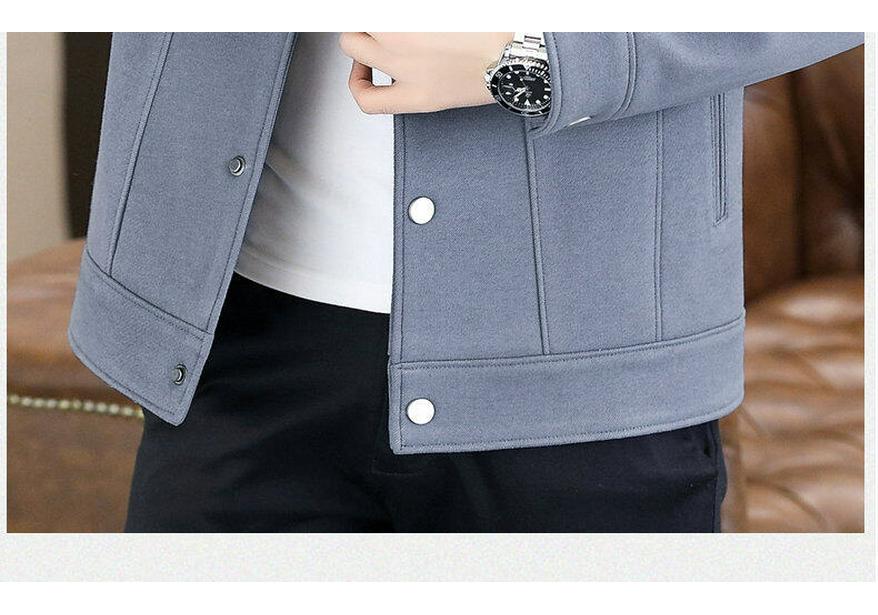 Men's Korean Style Slim Fit Solid Color Jacket - Casual Lapel Outerwear for Spring & Autumn