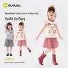Dudujia Girls' Plaid Flutter Sleeve Short Set