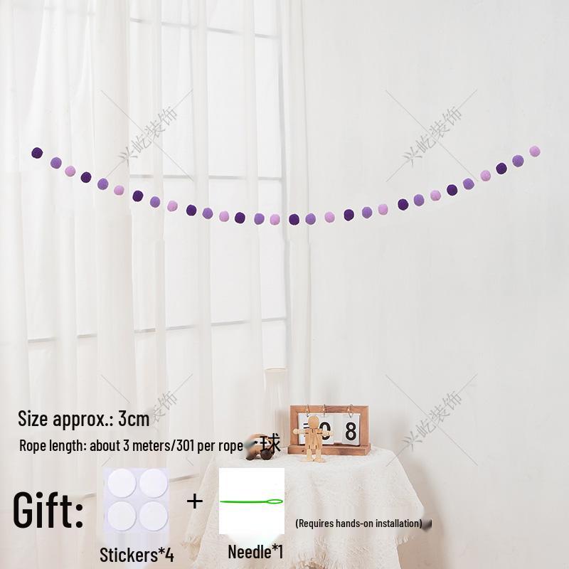 Children’s Room Pompon Bunting Decoration - Birthday Party Tent Backdrop Ornament