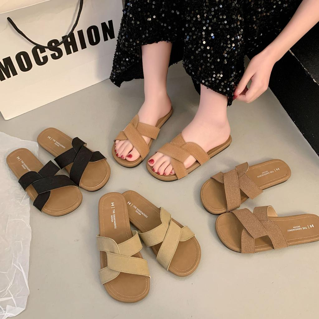 Roman Sandals 2025 Summer New with Skirt Design Soft Sole One Pedal Open-toed Slippers Versatile Beach Sandals