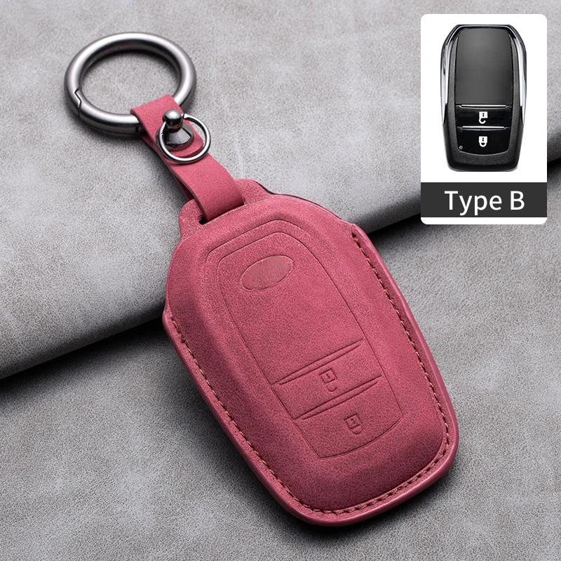 Leather Car Key Case Cover Shell for Toyota Prius Camry Corolla CHR C-HR RAV4 2017 2018 2019 2020 Land Cruiser Prado GT86