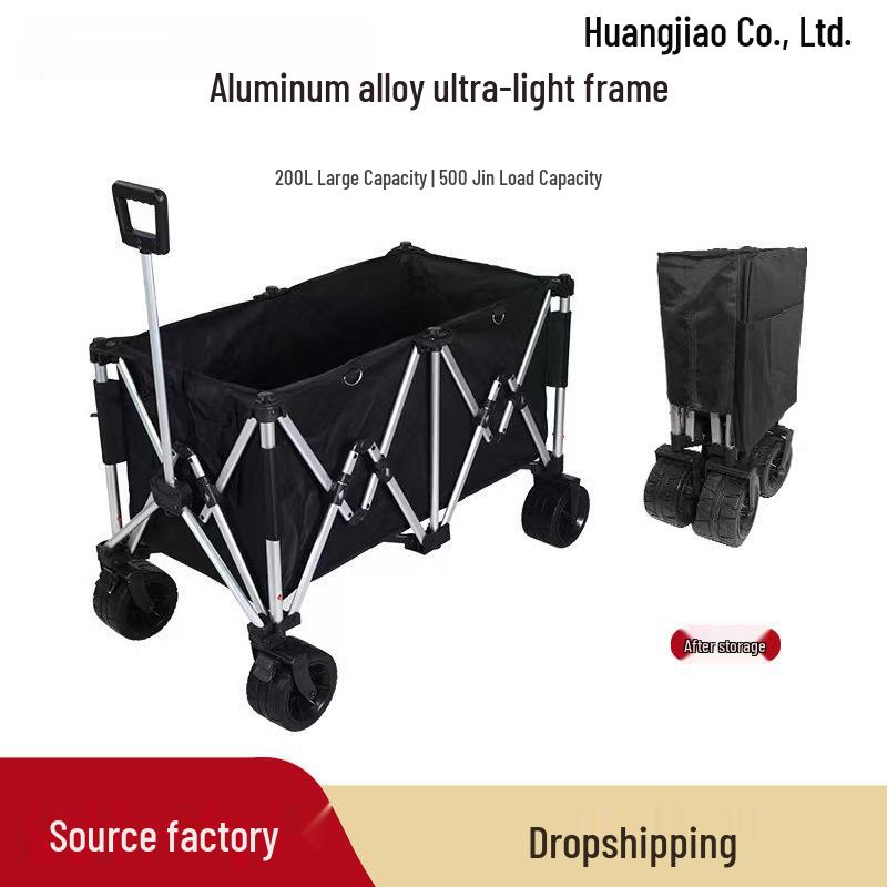Foldable Aluminum Camping Cart: Large Capacity Outdoor Trailer for Street Vendors and Home Use