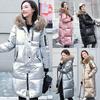 Women Shiny Thicken Long Down Coat Hooded Winter Snow Puffer Parka Padded Jacket
