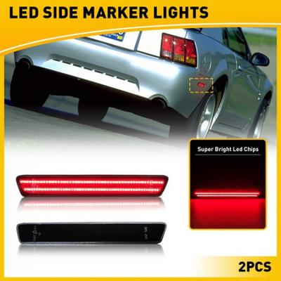 2pcs Smoked Lens LED Rear Side Marker Red Light For 1999-2004 Ford Mustang