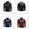 Autumn Winter Fleece Men's Motorcycle Leather Jacket Embroidery Racing Coat Windbreaker Outwear Faux Leather Biker Jacket