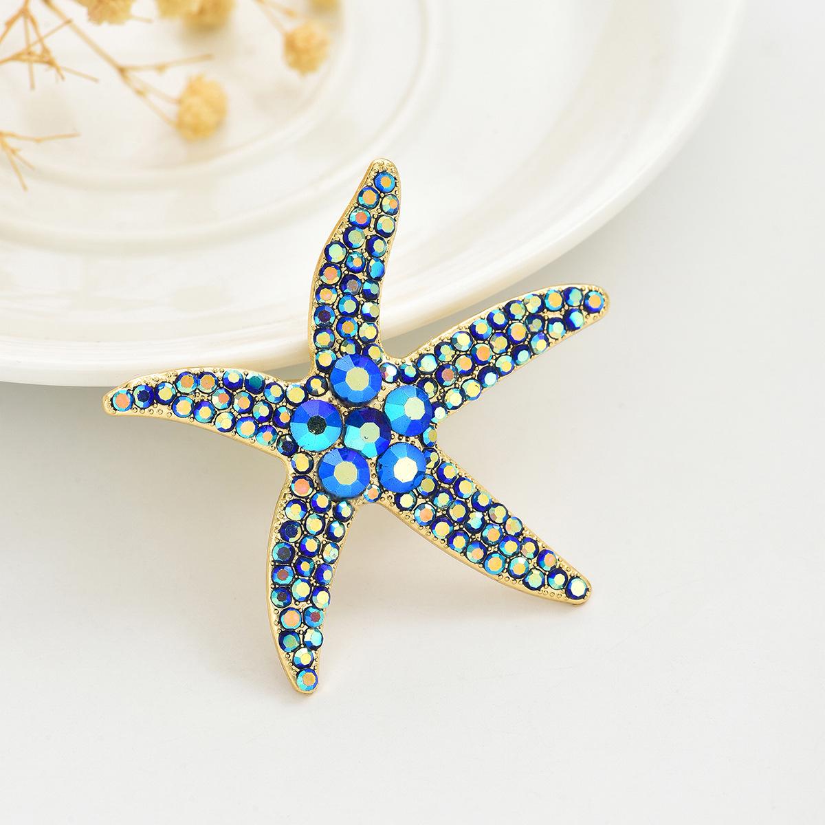 

Starfish Brooch T-shirt: Short Sleeve Gemstone Pin Shirt синий