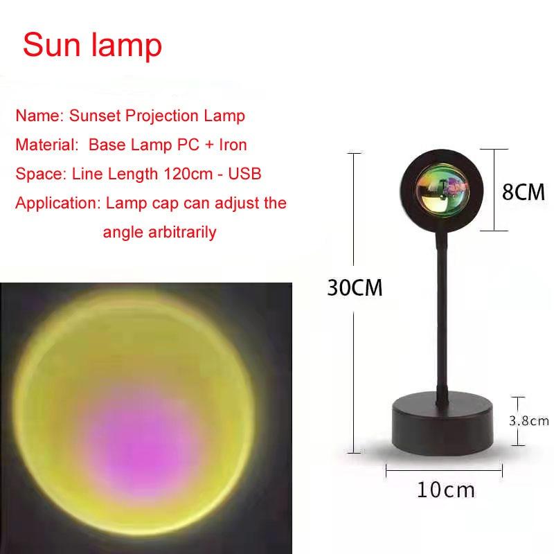 USB Sunset Rainbow Projector Atmosphere LED Night Light Home Coffee Shop Live Background Wall Decoration Projection Table Lamp