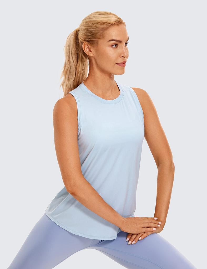 CRZ YOGA Sleeveless Tank High Moisture Quick Blue Size M Women's Top, Neck, Racerback, Wicking, Drying, Lightweight, Linen,