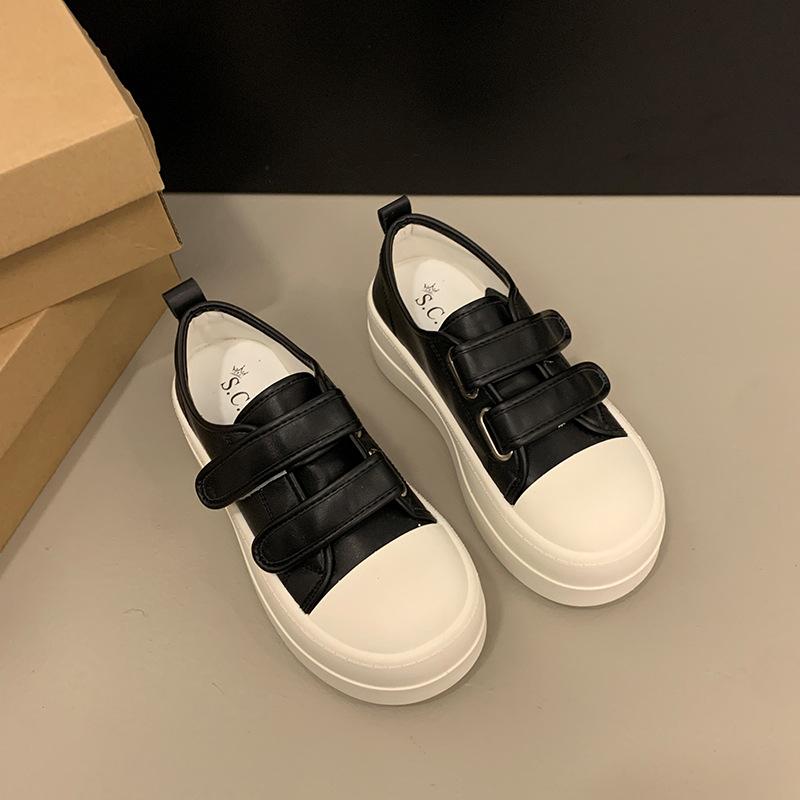 Little white shoes women's 2025 new versatile chic with skirt Velcro board shoes platform heightening casual bread shoes women