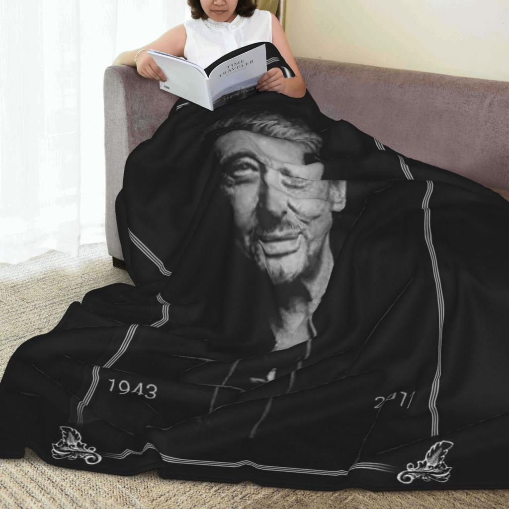 Rockstar Johnny Hallyday Rock'n Roll Decken Flanell Sofa Überwurfdecke Wurfdecken für Zuhause Schlafzimmer Überwürfe Bettdecke Steppdecke