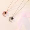 Custom Photo Projection Moon Pendant Necklace with Photo Inside Paved Diamond Photo Choker