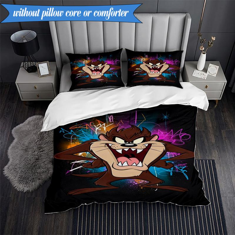 3PCS Tazma-nian Artwork Bedding Set,Including 1pc Duvet Cover And 2pcs Pillowcases Perfect for Bedroom, Dormitory, Fan Christmas gift