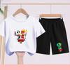 Children's Set - Disney Print Summer Boys' and Girls' Sports T-Shirts, Casual Short-Sleeved Shorts Set, 2-piece, for Ages 2-13