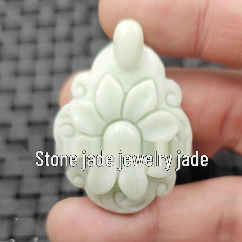 Emerald Green Guanyin Buddha Dragon Jade Pendant - Heart-Shaped Jade Stone for Car or Necklace
