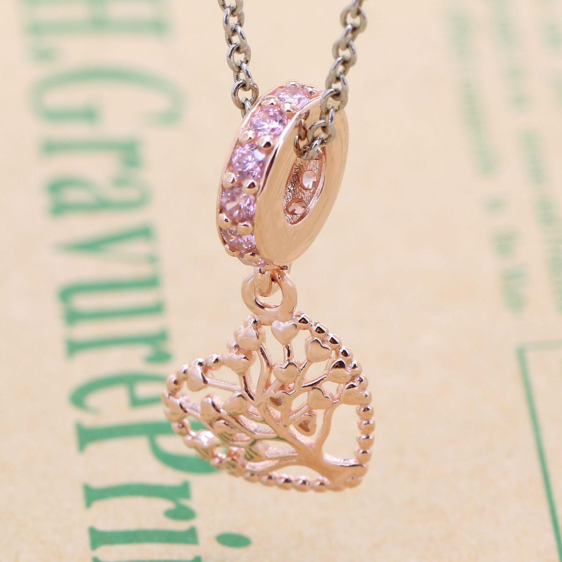 Pan Jia Autumn Rose Gold Tree of Life Pendant - Stylish White Copper Branch Design Y483 розового золота