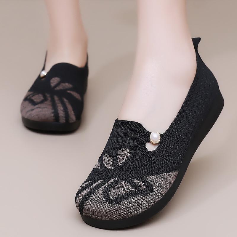 Chaussures pour femmes Chaussures de maman Chaussures en tissu Chaussures plates Chaussures simples à semelle souple Chaussures décontractées