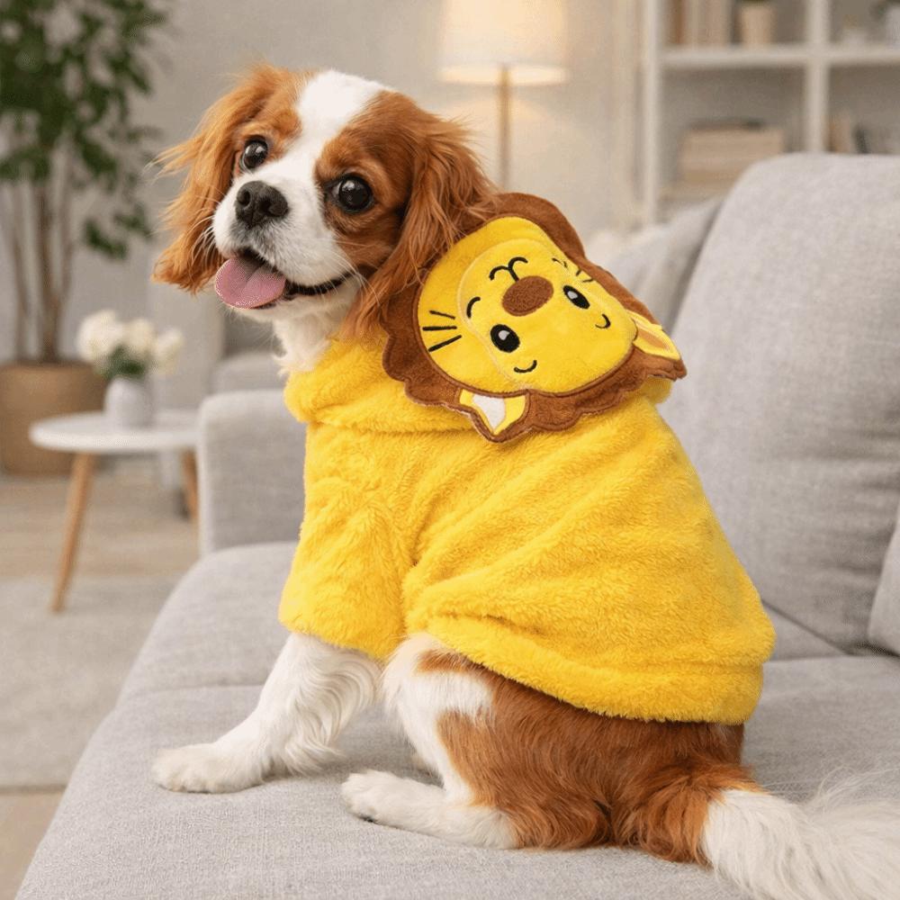 Soft Dog Lion Costume Animal Pattern Pet Transformation Costume Dog Jumpsuits  Autumn Winter