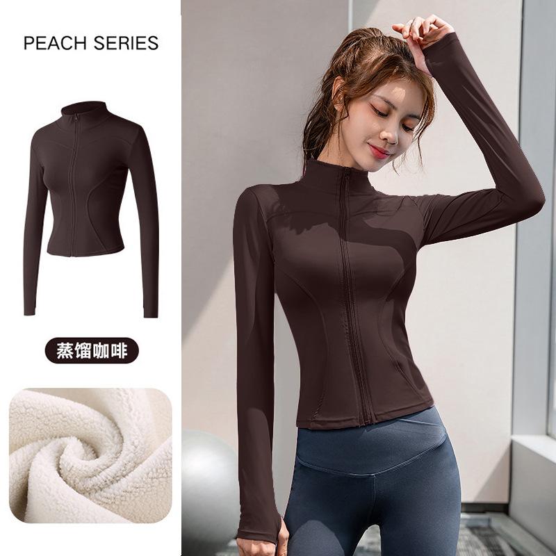 Pilates Yoga Shirt Fleece Jacket Women's Spring Top Skinny Long Sleeve Fitness Quick Dry Jacket Sports Riding