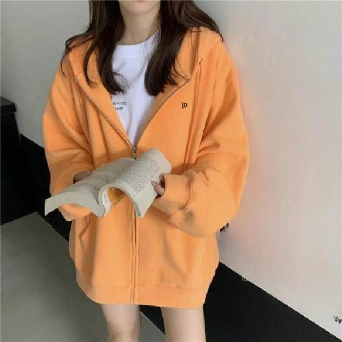 

Добавьте удобрения, чтобы увеличить осенне-зимнюю женскую куртку большого размера с утолщенным плюшевым подкладом, женский кардиган свободного кроя S оранжевый