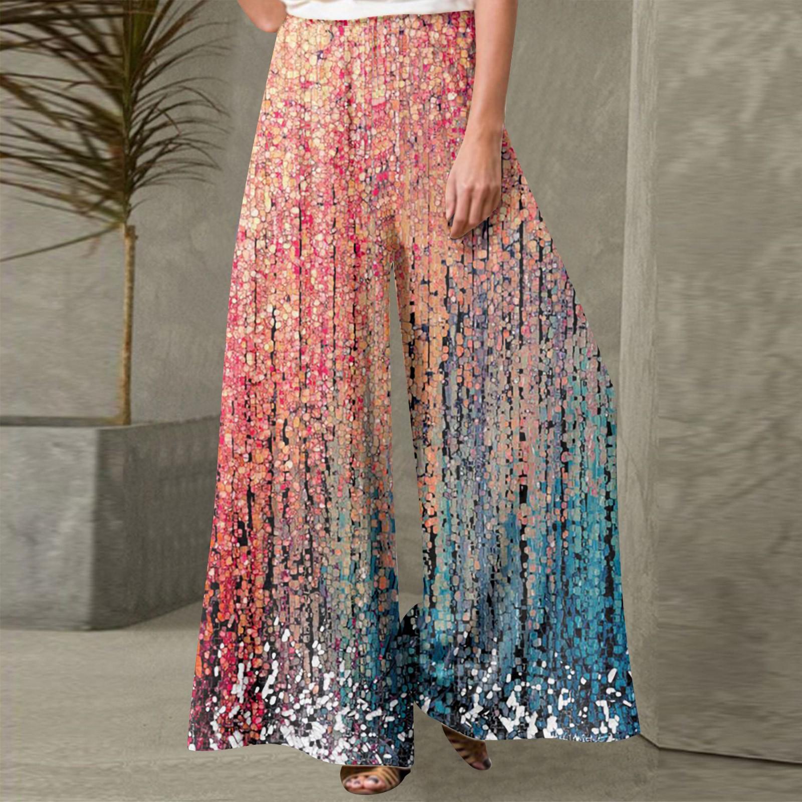 

Женские модные повседневные свободные уличные брюки с этническим/живописным принтом XXL арбуз красный