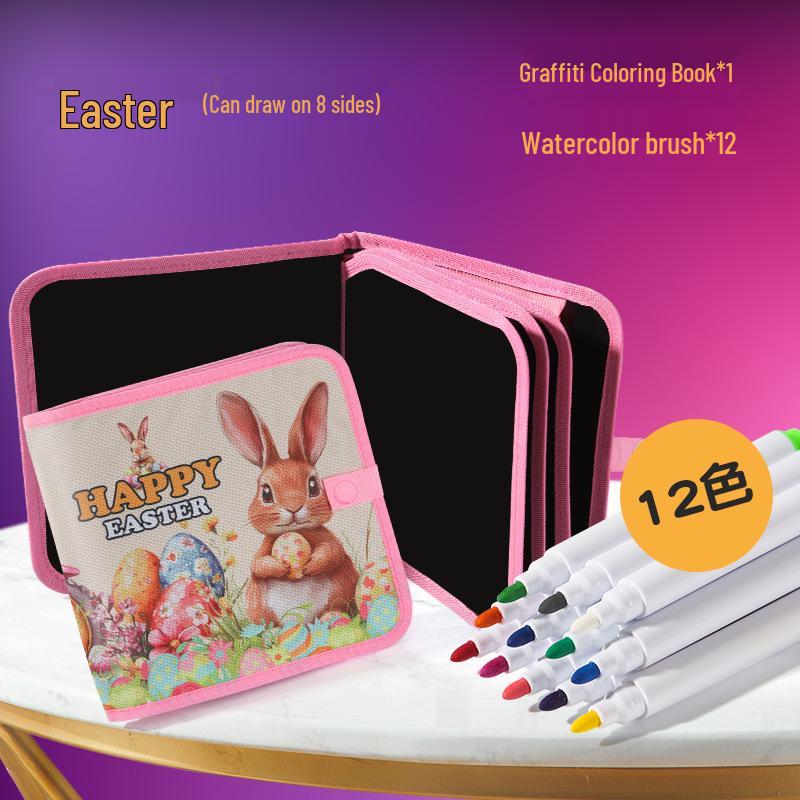 Erasable Double-Sided Portable Drawing Board with Watercolor Pen for Home