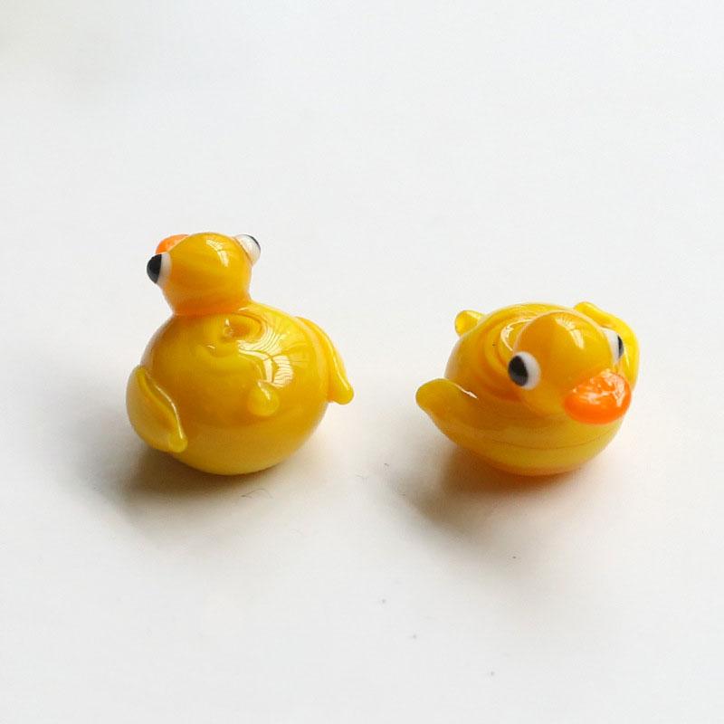 

DW51 2pcs Fun Exaggeration Lampwork Glass Cartoon Beads Series Charm Yellow Bead DIY Making Bracelets Jewelry Trend Accessory 2pcs