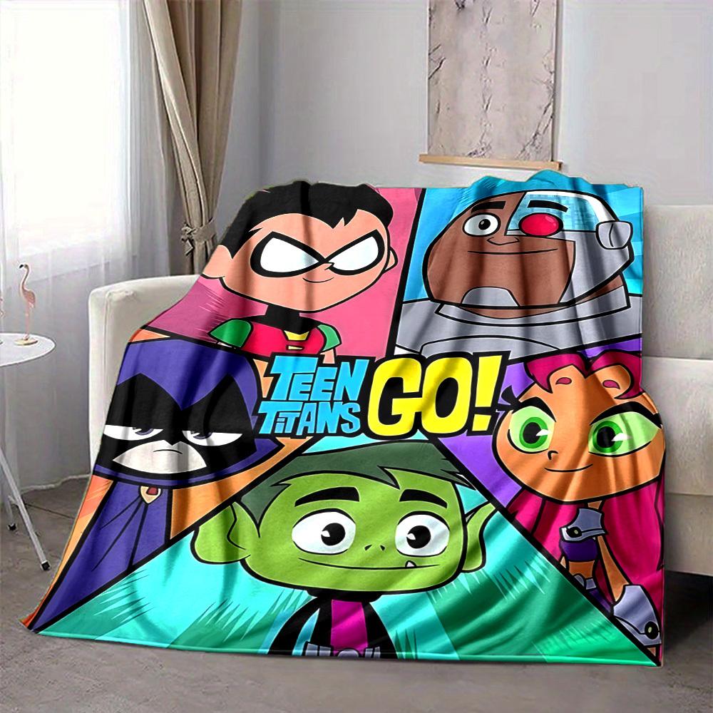 1pc Teen Titans Go! Flannel Throw Blanket - Lightweight Soft Warm All-Season Blanket for Sofa, Bed, Travel, Camping  L1029197