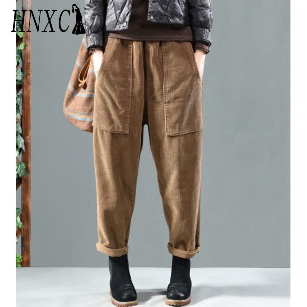 

HNXC Трехцветные вельветовые брюки-бананы с эластичным поясом для весенне-осеннего периода XXXXXL коричневый