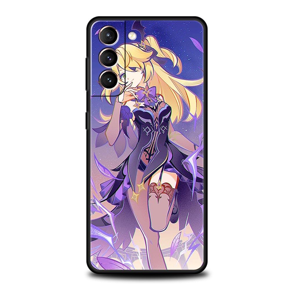 

Чехол для телефона Genshin Impact для Samsung Galaxy S23 Ultra S22 S21 S20 FE 5G S10 S10E S9 S8 Plus Note 20, мягкий черный силиконовый чехол Samsung S20 FE