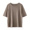 Yangzi 100% Wool Women's Slimming Short Sleeve Knit Shirt - Spring/Summer Round Neck Fashion.