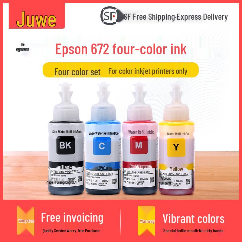 Epson Printer Ink 672 for L360-L485 Models, Four-Color CISS