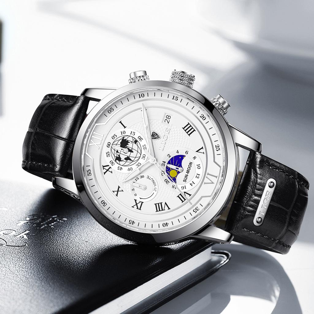 LIGE Luxury Mens Watches Waterproof Luminous Fashion Quartz Watch For Men Business Casual Man Date Chronograph Relogio Masculino