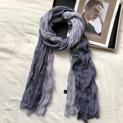 Bohemian Women's Long Pleated Shawl Windproof Warm Gradient Texture Scarf Gradient Color Color-blocked Bandana Shawl Wraps