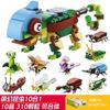 Animals World Insect Fish Bird Dog Insect Giraffe Honeybee 10 In 1 Building Blocks Bricks Model Kids Educational Toy