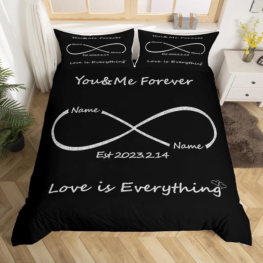 Custom Lover Bedding Set Personalized Duvet Cover Pillowcase Romantic Gift for Couple Room Decor