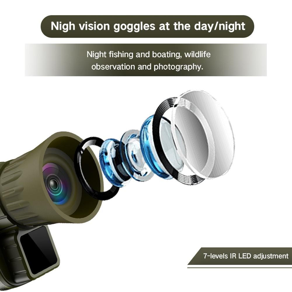 1080P Portable Night-Visions Device Day Night Use Photo Taking Video Recording 4X Digital Zoom Monocular Scope 5MP 8MP 12MP Photo Resolution 7 Levels