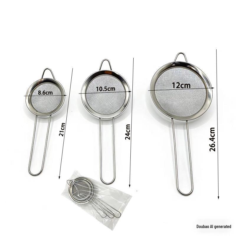 High-Temperature Stainless Steel Strainer Set: Corrosion-Resistant Soy Milk Sieve, Oil Separator, and Frothing Spoon (3-Piece)