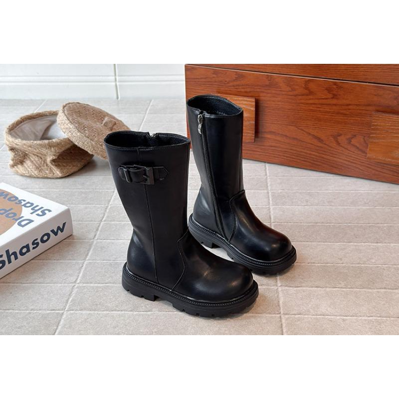 Girls Winter High Top Knight Boots Thick Fleece Lined Side Zip