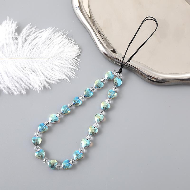 New Plastic Color Plated Love Phone Chain Case with Hanging Rope Bead Pendant 19cm Cartoon светло-синий