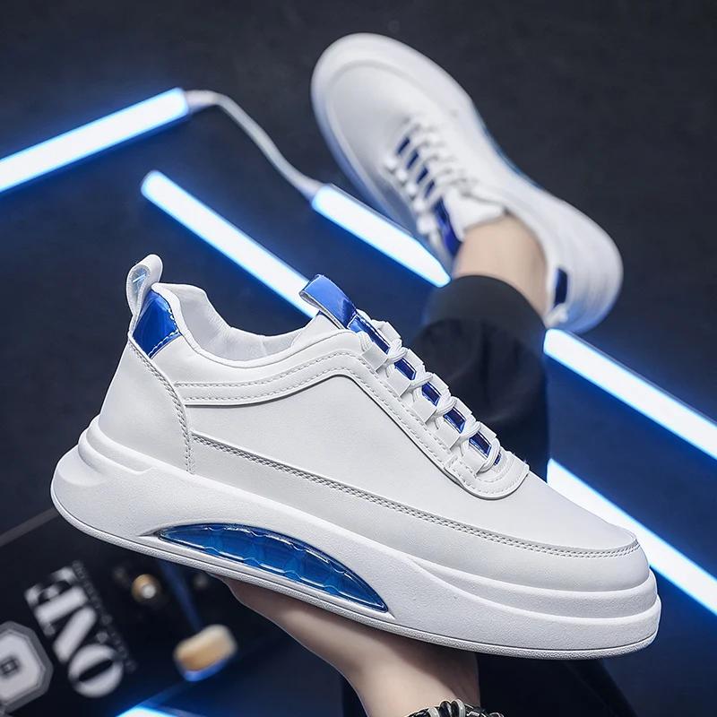 

Классические белые туфли для мужчин, повседневная спортивная обувь, кожаные водонепроницаемые туфли для увеличения роста, скейтборд, студенческая обувь 44 синий