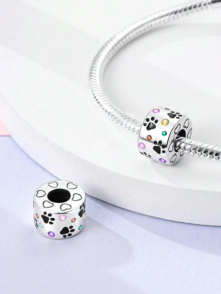 Charms Plata Copper Colors Cute Cat Paw Pet Beads Charm Pendant For Original Bracelet For Women Diy Jewelry Love Gift