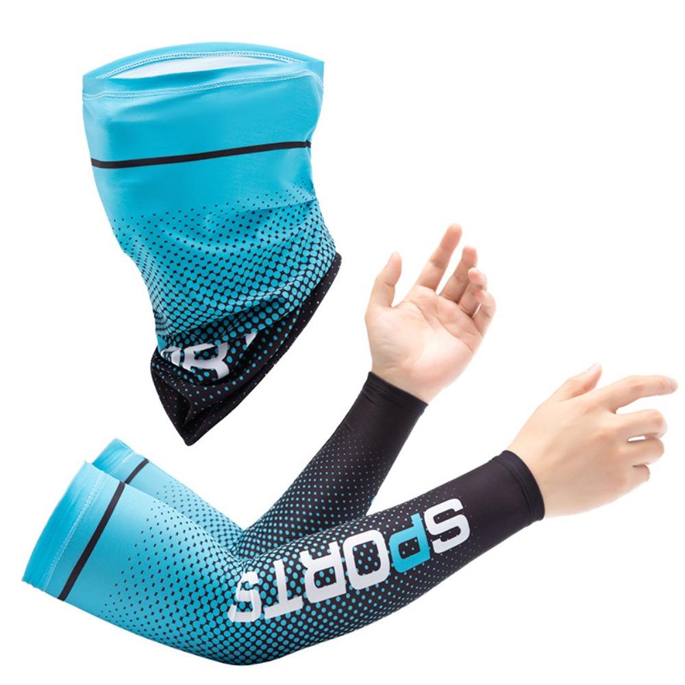 

Sunscreen Summer Arm Sleeve Long Hand Protector Cover Fashion Arm Sleeve and Mask Suit Fishing светло-синий