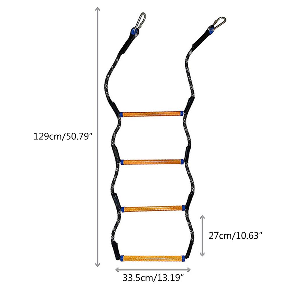 Folding Kayak Boat Rope Ladder, 4-Steps Marine Rope Ladder Extension Assist Boat Ladder Swim Ladder for Inflatable Boat