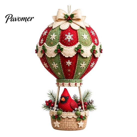 Fabric Sewing Projects for Adults Christmas Hot Air Balloon DIY Kit, 3D Felt Hanging Ornament Santa Family Craft Night Activities Snowman Reindeer