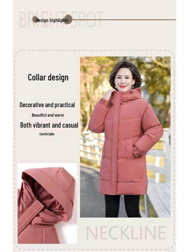 Jachetă de iarnă 2024 căptușită cu lână pentru femei de vârstă mijlocie și în vârstă - Palton gros, călduros din bumbac.