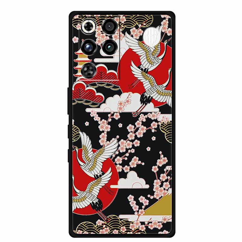 For ZTE Nubia RedMagic 11 Pro 5G Case 3D Emboss Flowers Relief Soft Black Silicone Back Cover For ZTE Nubia RedMagic 11Pro Funda