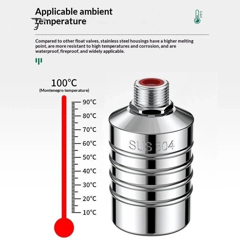 Automatic Water Level Control Float Valve (1/2 Inch); Made Of 304 Stainless Steel. Features Automatic Shut-Off When The Water