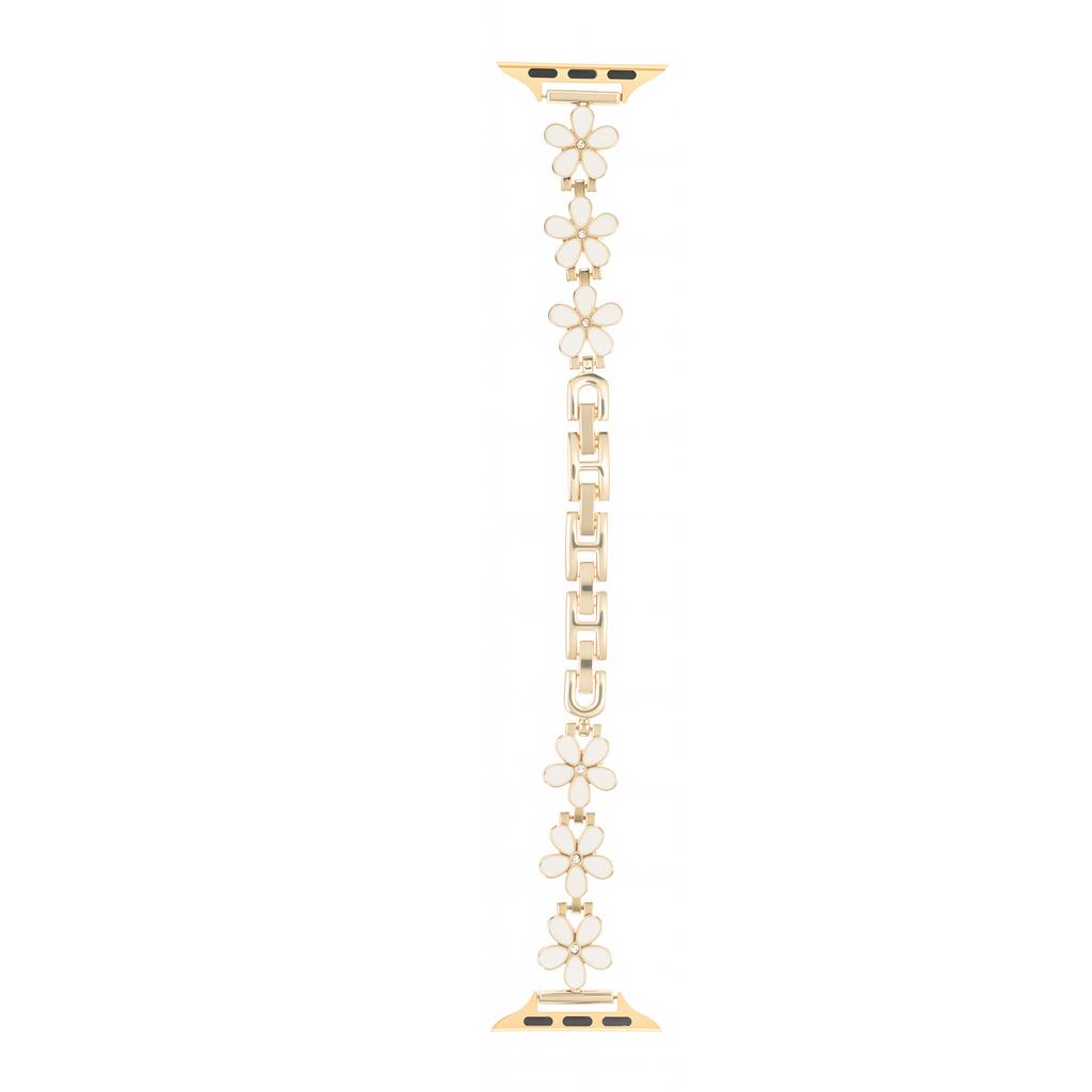Metal Strap For Apple Watch Series 10 9 8 7 SE 6 5 4 3 2 1 42mm 41mm 40mm 38mm Five Petal Flower Bracelet Watch Band