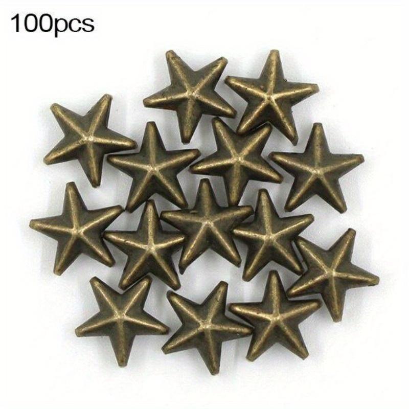 100Pcs 10MM Metal Star Rivets 5Claws Studs for Clothes Silver Gold Bronze Punk Spikes DIY Leather Crafts Accessories